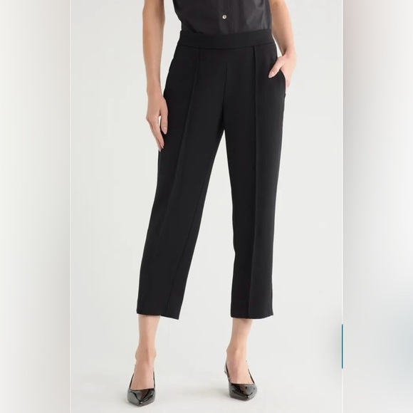 Vince Mid Rise Tapered Pull On Pants Women's Elegant Black Trousers | M - Picture 2 of 8